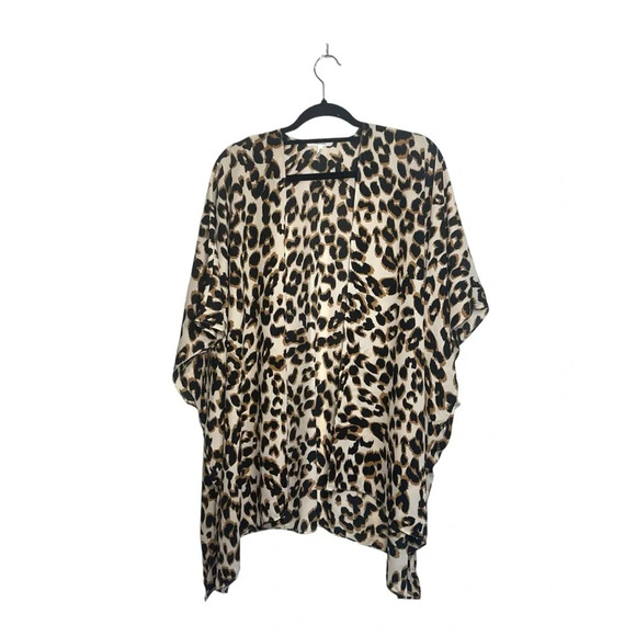 Maurices Brown & Black Leopard Print Open Front Kimono One Size Women’s - Picture 2 of 9